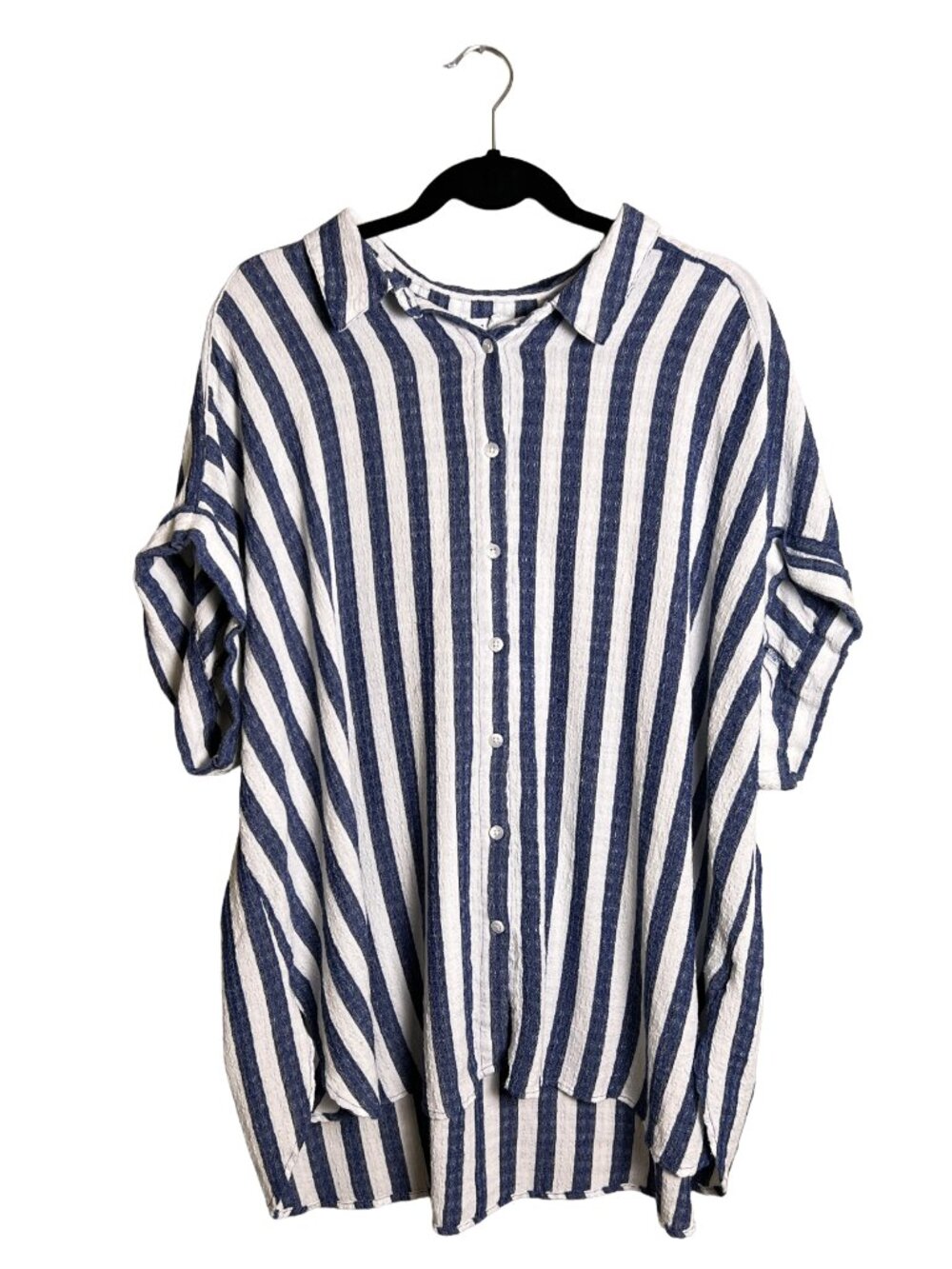 Jane + Delancey Striped Seersucker Button Down Shirt 3X